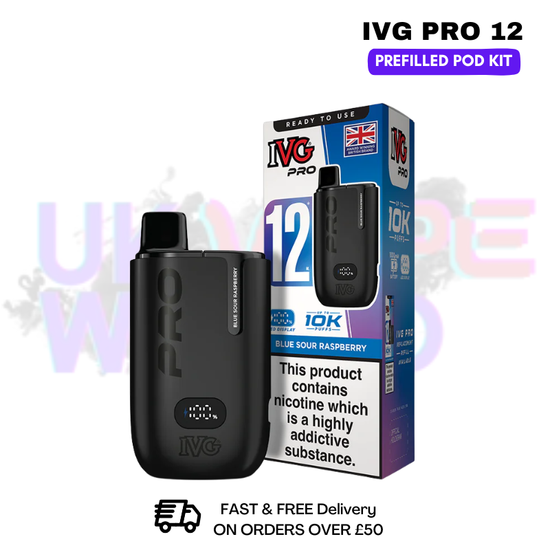 Blue Sour Raspberry IVG Pro12 Prefilled Pod Kit - ukvapeworld