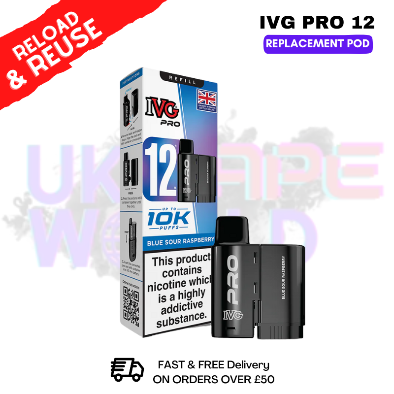 Blue Sour Raspberry IVG Pro 12 REFIL Pod Pack - ukvapeworld