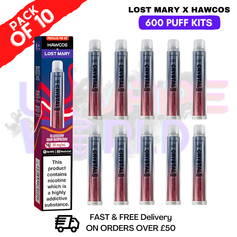 Blue Sour Raspberry Lost Mary Crystal Pro 600 KITS Box Of 10 - ukvapeworld