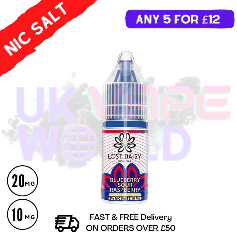 Blue Sour Raspberry LOST Daisy Nic Salt 10ML eLiquid - UK Vape World