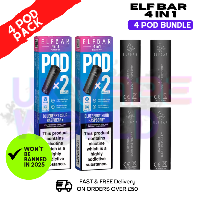 Elf Bar 4 in 1 Replacement Pods Blue Sour Raspberry | 2%