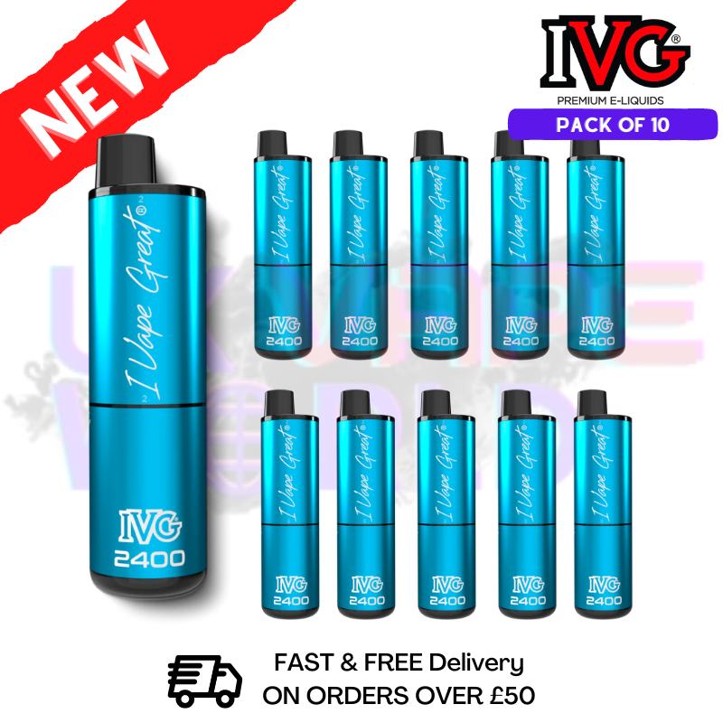 Box Of 10 - Blue Fusion IVG 2400 Disposable Vape Pen Kit - UK Vape World