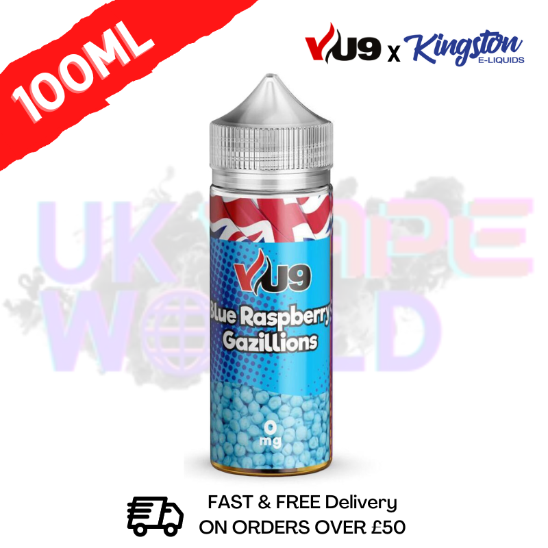 Blue Raspberry Gazillions Shortfill Juice 100ML Eliquid - VU9 x Kingston - UK Vape World