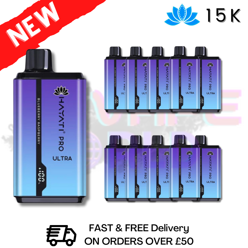 Shop Blueberry Raspberry Hayati Ultra Pro 15000 Puff 15K Box Of 10 - UK Vape World