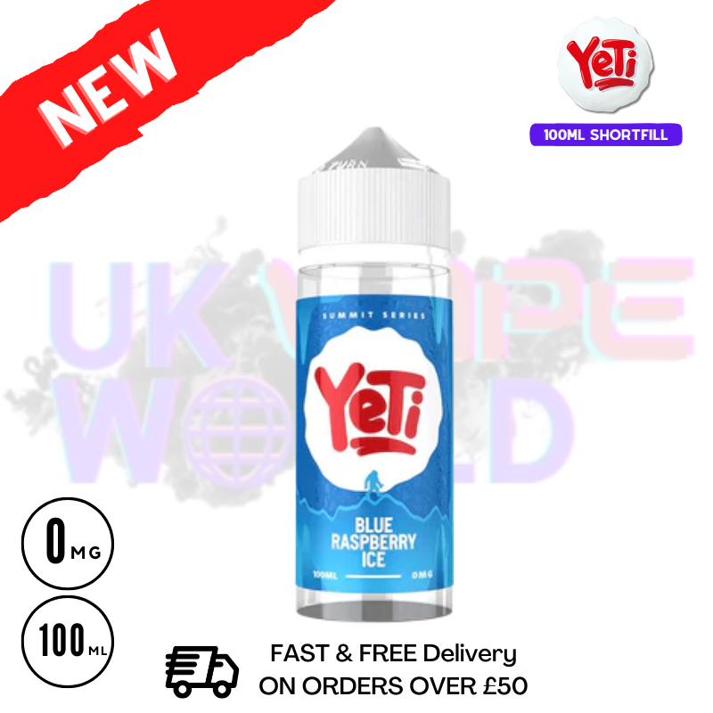 Shop Blue Raspberry ICE Yeti Summit Shortfill Juice 100ML Eliquid - UK Vape World
