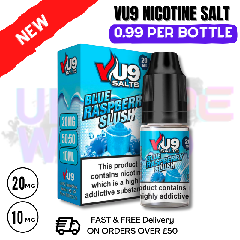 Shop Blue Raspberry Slush Pod Nic Salt 10ml Nicotine E Juice by VU9 - UK Vape World