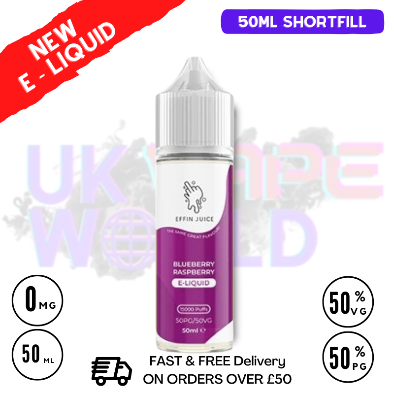 Blue Raspberry EFFIN Juice 50ML Shortfill Eliquid - ONLY £4.00