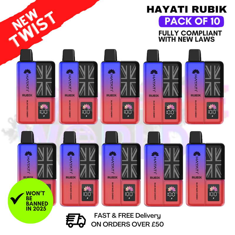 Blue Razz Cherry Hayati Rubik 7K 7000 Puff Box Of 10