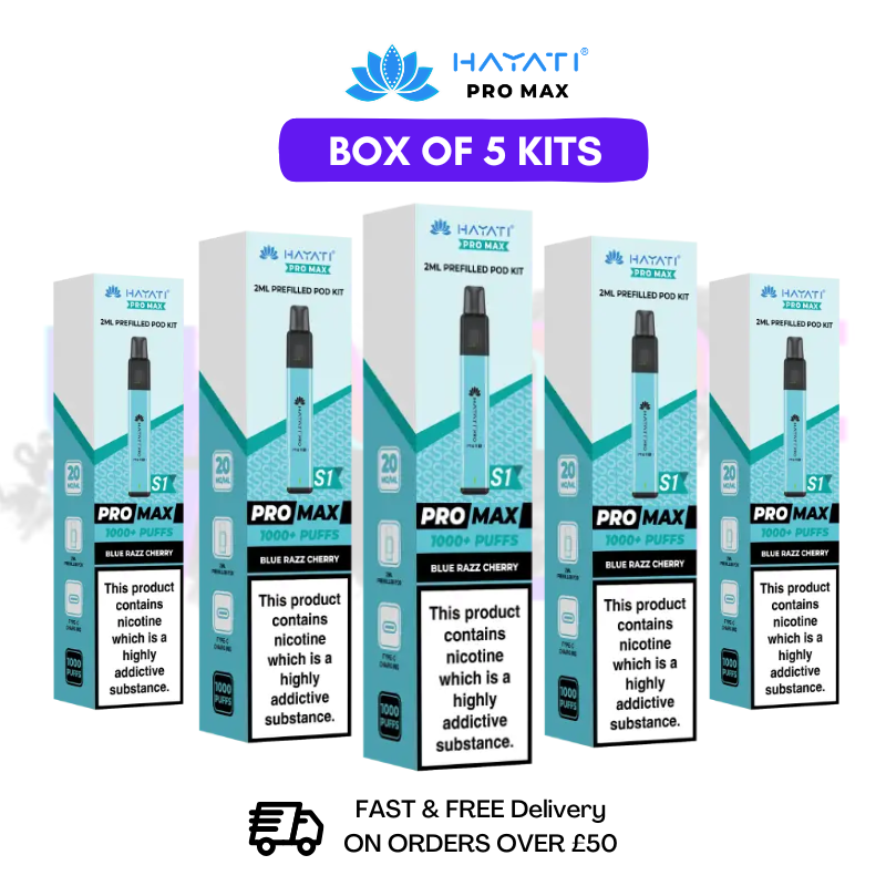 Blue Razz Cherry Hayati Pro Max S1 Kits Box Of 5 - £17.99 - UK Vapeworld