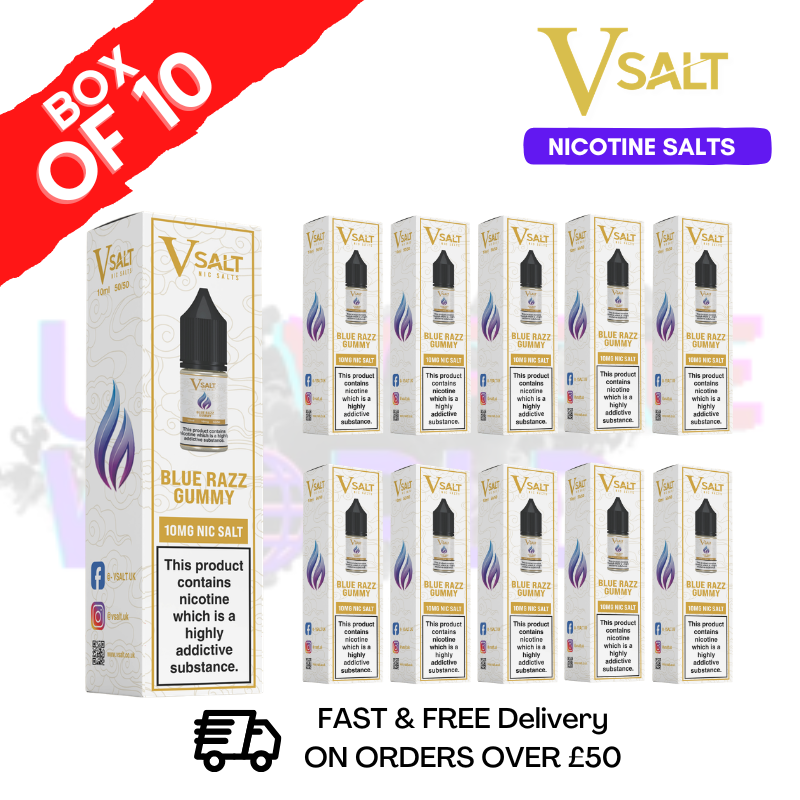 Blue Razz Gummy Vsalt Nic Salts Box Of 10 - £19.99