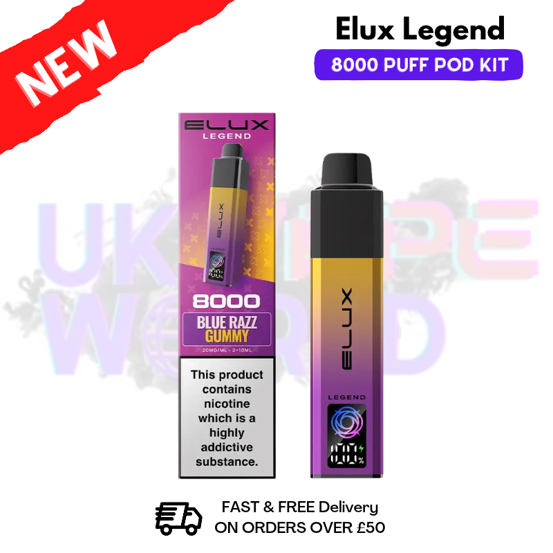 Blue Razz Gummy Elux Legend 8000 Puff Pod Kit - UK Vapeworld
