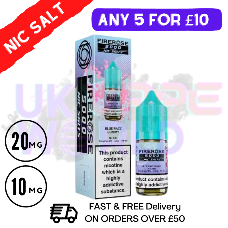 Shop Blue Razz Gummy - Firerose 5000 Nic Salt E-Liquids - UK Vape WORLD