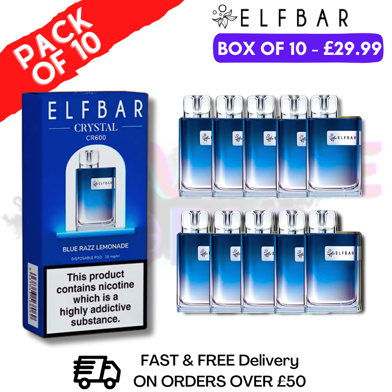 Shop Elf Bar Crystal 600puff - Blue Razz Lemonade Box of 10 - UK Vape World