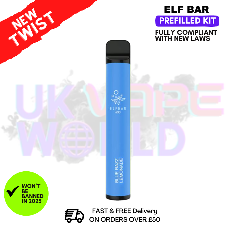 Shop Blue Razz Lemonade Elf Bar EB600 Prefilled Pod Kit - UK Vape World