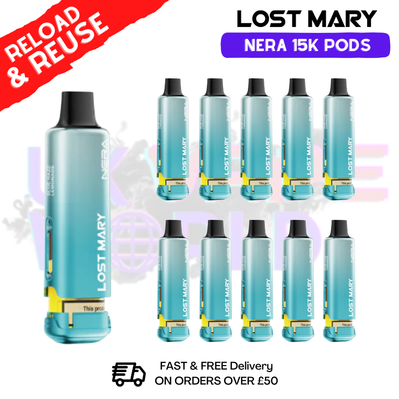 Blue Razz Lemonade Lost Mary Nera15K REFIL Box OF 10 - ukvapeworld