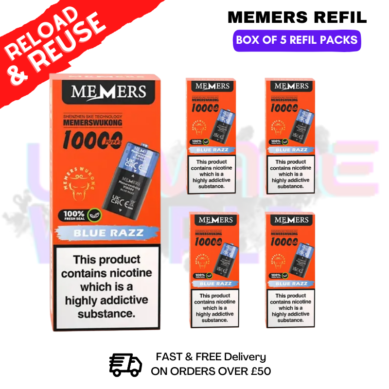 Shop Blue Razz Memers V10000 Replacement Pods Box of 5 - UK Vape World