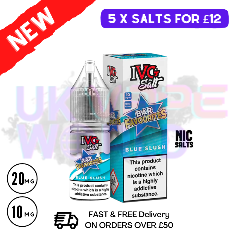 Blue Slush IVG "Bar Favourites" Salt 10ml Nic Eliquid Experience the familiar blue slush taste with a refreshingly icy finish - UK Vape World