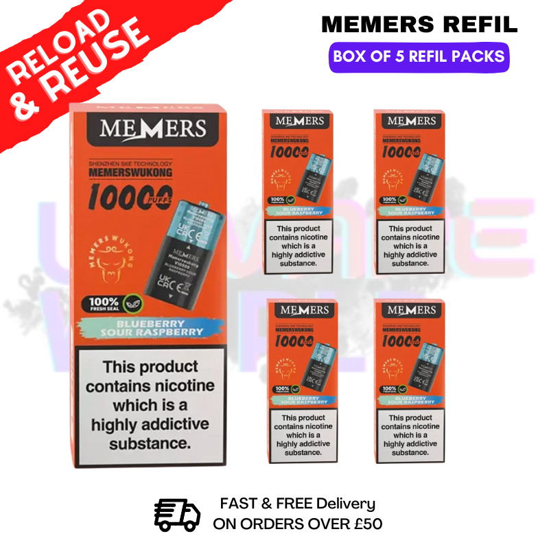 shop Blue Sour Raspberry Memers V10000 Replacement Pods Box of 5 - ukvapeworld