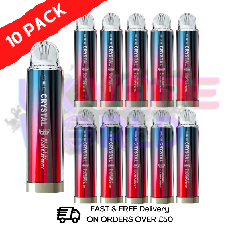 BLUE SOUR RASPBERRY Crystal 4500puffs Vape SKE Gives you exactly what you crave - a delicious combo of blueberry & tangy raspberry - UK Vape World
