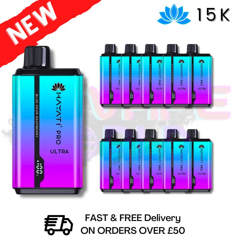 Shop Blue Sour Raspberry Hayati Ultra Pro 15000 Puff 15K Box Of 10 - UK Vape World