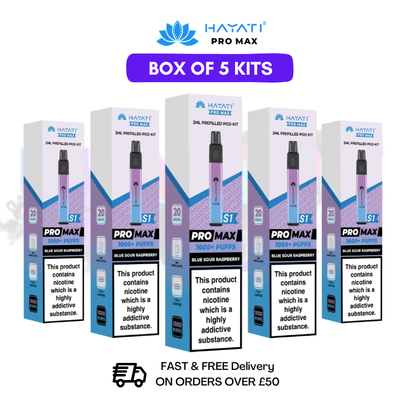 Blue Sour Raspberry Hayati Pro Max S1 Kits Box Of 5 - £17.99 - UK Vapeworld