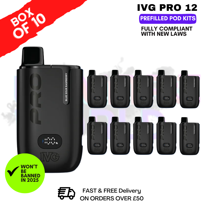 Blue Sour Raspberry IVG Pro 12 Box Of 10 Vape Kits
