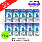 Shop Blue Sour Raspberry Lost Mary NERA 30K Puff Box Of 10 - UK Vape World