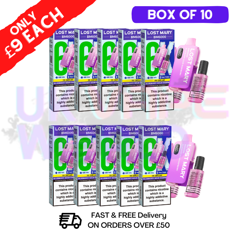 Blue Sour Raspberry LOST MARY 6000PUFF 6K Box / Pack Of 10 Kit