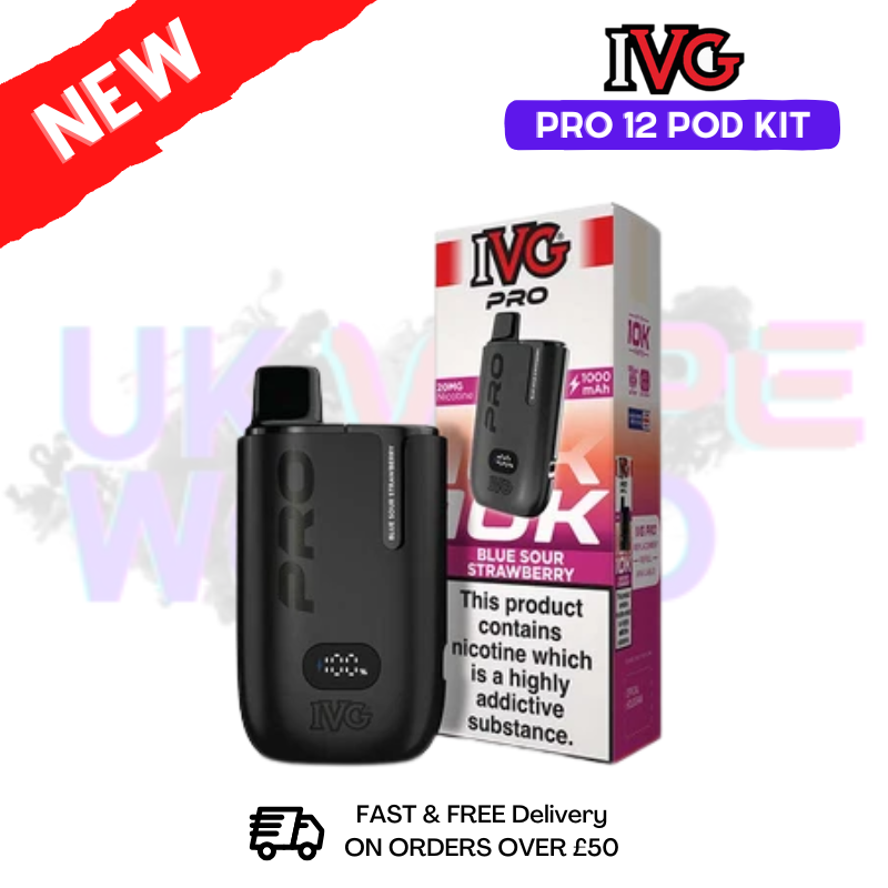 Blue Sour Strawberry IVG Pro12 Prefilled Pod Kit - UK Vapeworld
