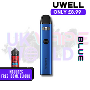 Blue Uwell Caliburn A2 Pod Vape Kit + Free 100ML Eliquid - UK Vape world