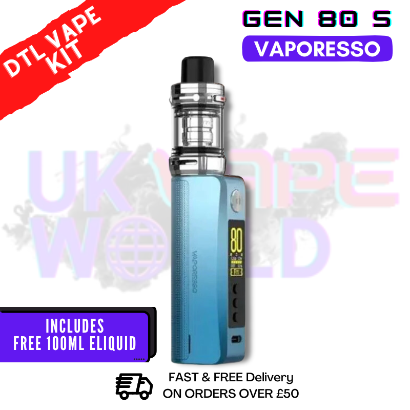 Blue Vaporesso GEN 80 S Vape Kit + Free 100ml - £27.99