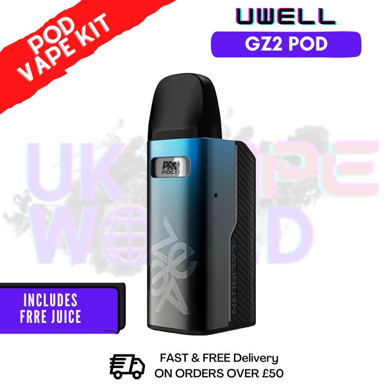 Shop Blue Black Uwell Caliburn GZ2 Pod Kit + Free Nic Salt - UK Vape World