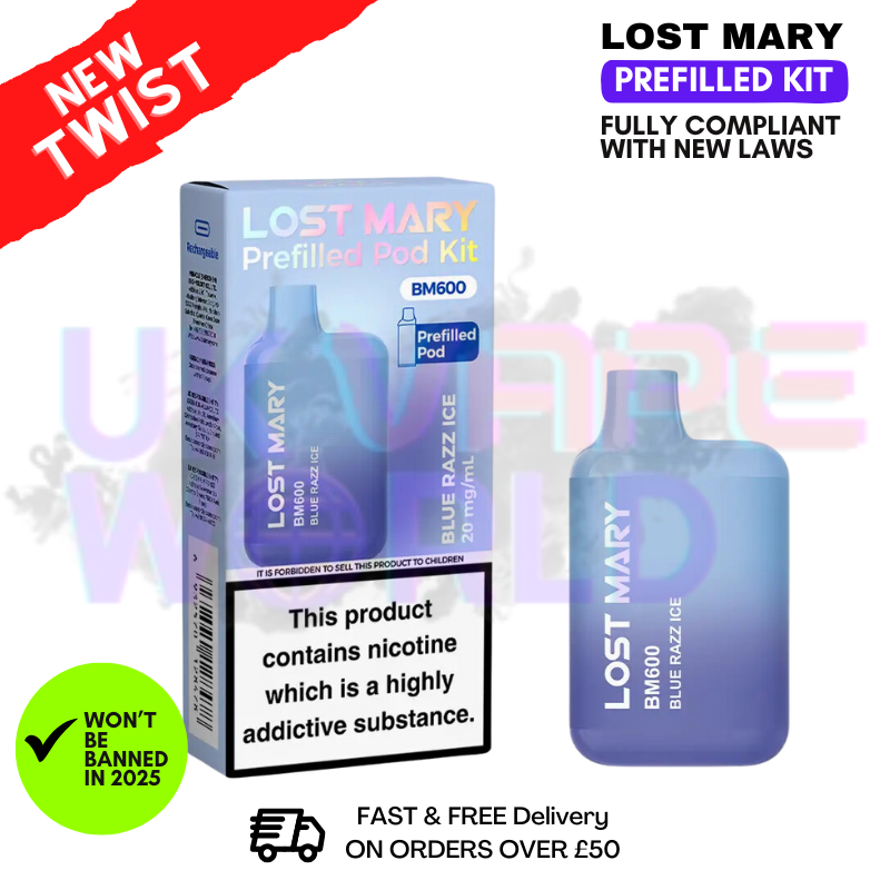 Shop Blue Razz ICE Lost Mary BM600 Prefilled Pod Kit - UK Vape World