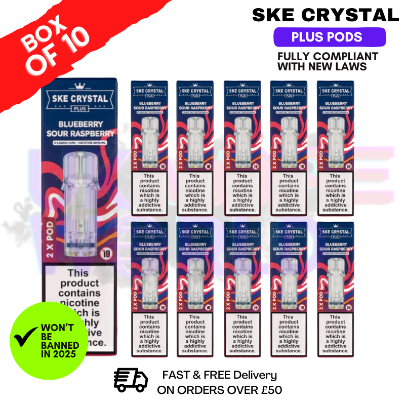 Blue Sour Rasp SKE Crystal Plus Prefilled Pod Box Of 10
