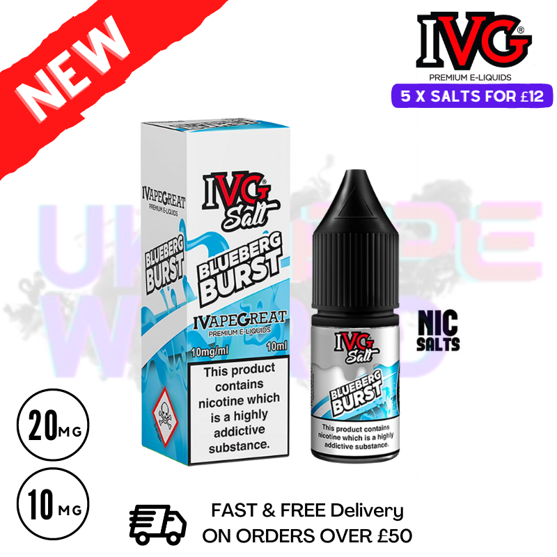 Blueberg Burst IVG Salt 10ml Nic Eliquid - UK Vape World