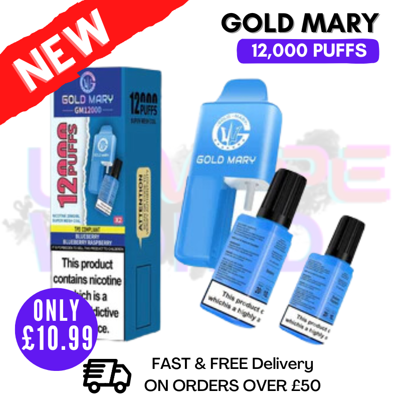 Shop Blueberry Gold Mary 12000 Puff 12K Bar Disposable Kit - UK Vape World 