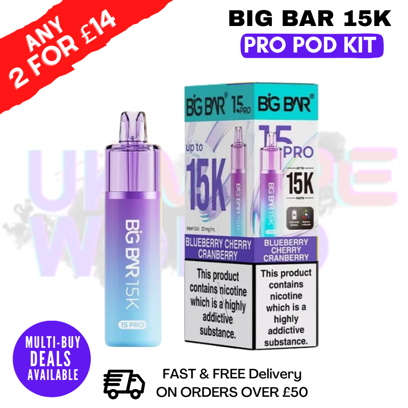 Blueberry Cherry Cranberry Big Bar 15K Prefilled Pod Kit - £7.89 - ukvapeworld