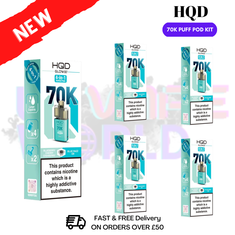 Blueberry Cherry Cranberry HQD Glow Air 70k Vape Kit Box of 5