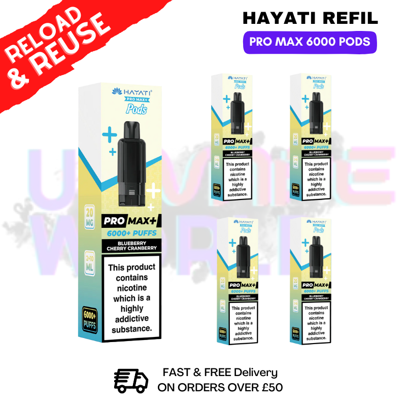 shop Blue Cherry Cranberry Hayati ProMax 6K Replacement Pods Box Of 5 - ukvapeworld