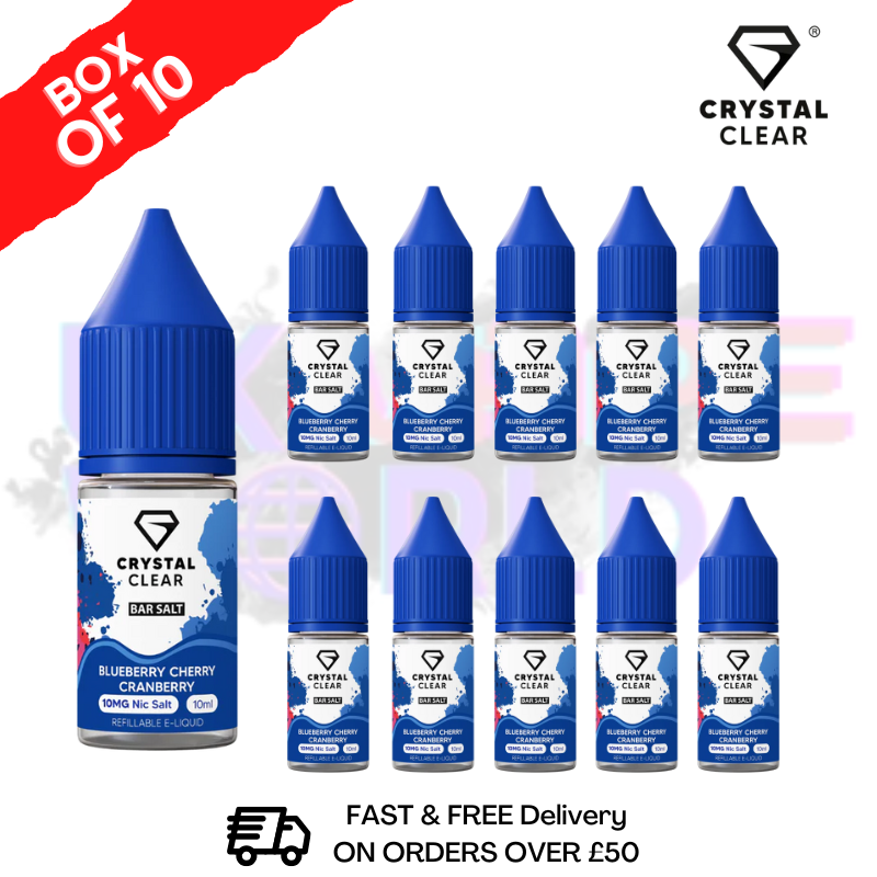Blueberry Cherry Cranberry Crystal Clear Nic Salt Box Of 10 - Only £17.99 - ukvapeworld