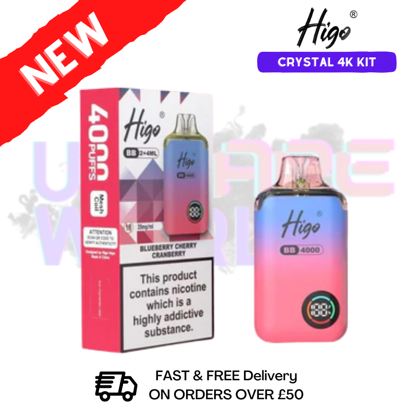 Blueberry Cherry Cranberry Crystal Higo 4000 Puff Prefilled Pod Kit - £9.95 - ukvapeworld