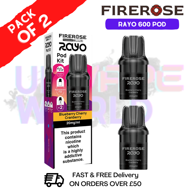 Blueberry Cherry Cranberry Firerose Rayo 600 Replacement Pods Pack Of 2 - UKVAPEWORLD