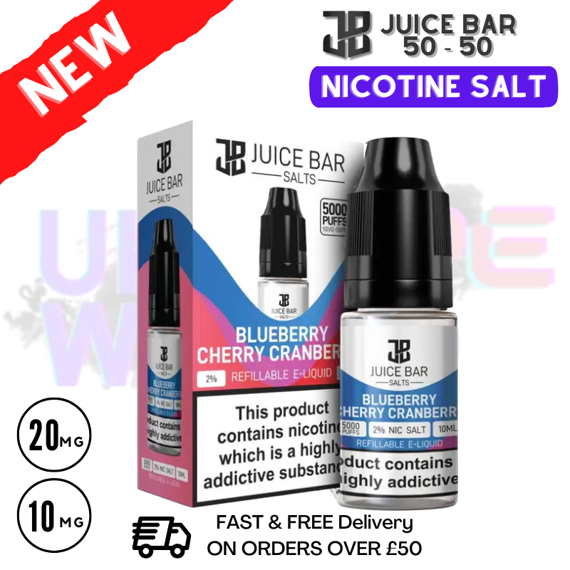 Shop Blueberry Cherry Cranberry Juice Bar Nic Salt 10ML eLiquid Only £1.99 - UK Vape World