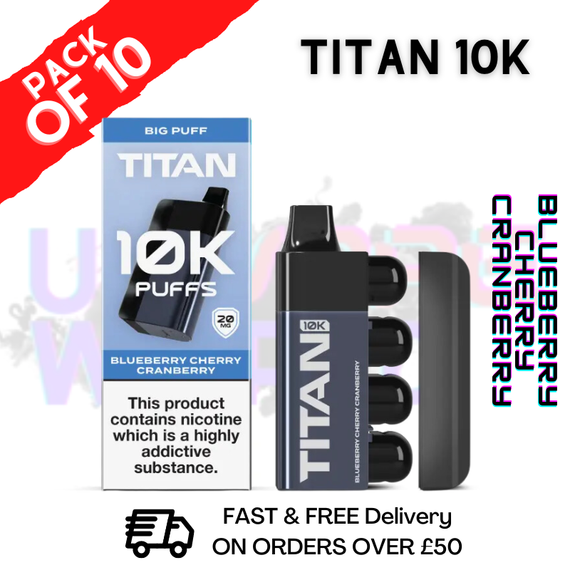 Shop Blueberry Cherry Cranberry - Titan 10K Disposable Vape Kit Pack Of 10 - UK Vape World