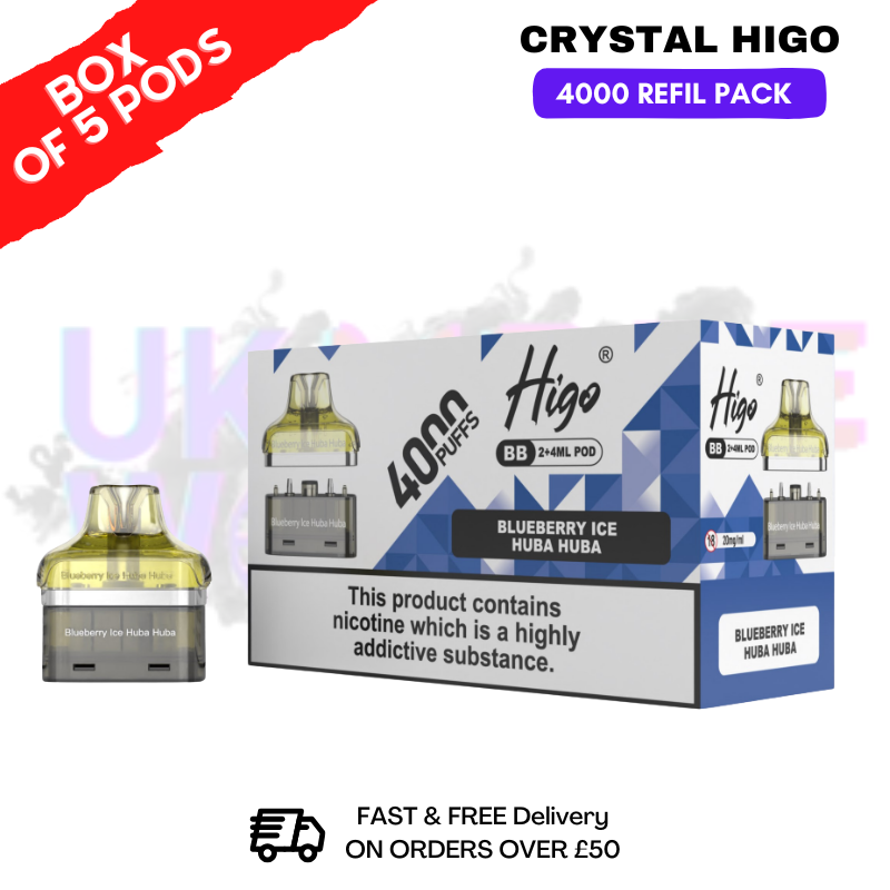 shop Blueberry ICE Huba Buba Crystal Higo 4000 REFIL Pods BOX OF 5 - ukvapeworld