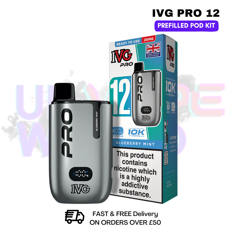 Blueberry Mint IVG Pro12 Prefilled Pod Kit - ukvapeworld