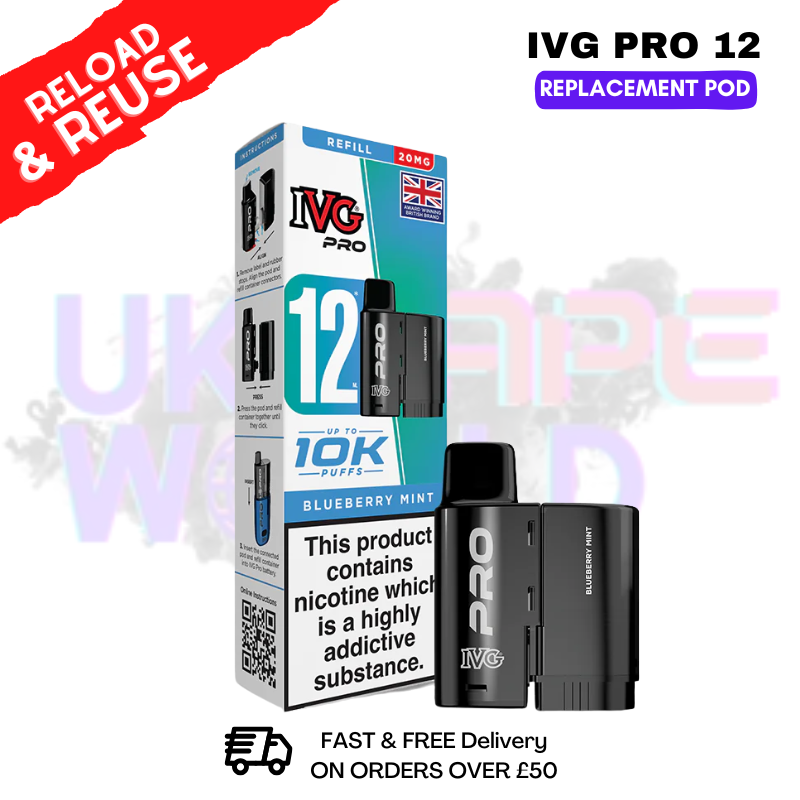 Blueberry Mint IVG Pro 12 REFIL Pod Pack - ukvapeworld