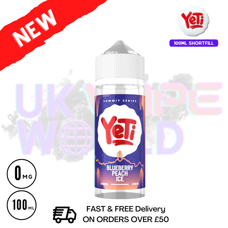 Blueberry Peach ICE Yeti Summit Shortfill Juice 100ML Eliquid - ukvapeworld