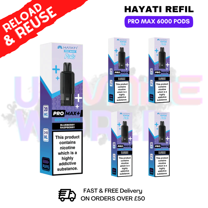 shop Blueberry Raspberry Hayati ProMax 6K Replacement Pods Box Of 5 - ukvapeworld