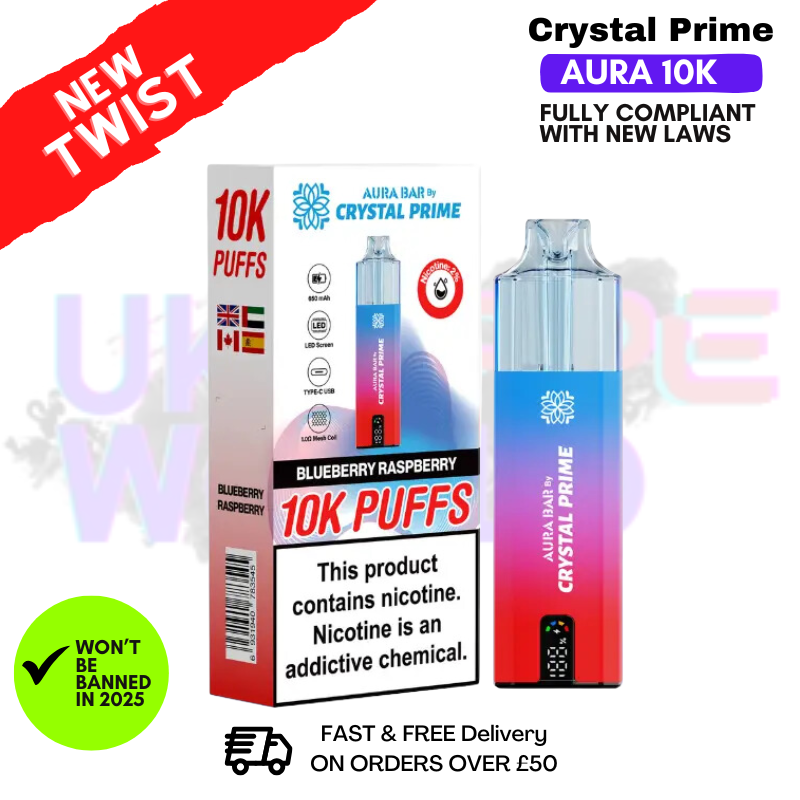 Shop Blueberry Raspberry Crystal Prime 10K Puff Pod Kit - UK Vape World
